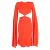 Alex Perry Cape Effect Cutout Dress In Red Polyester