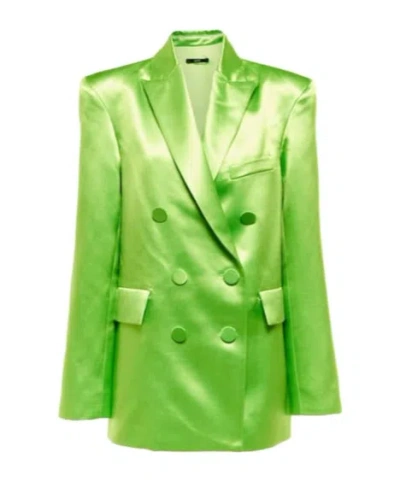 Alex Perry Carlton Cotton And Silk Satin Blazer In Green