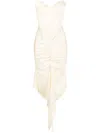 Alex Perry Carter Ruched Satin Crepe Midi Dress In Yellow