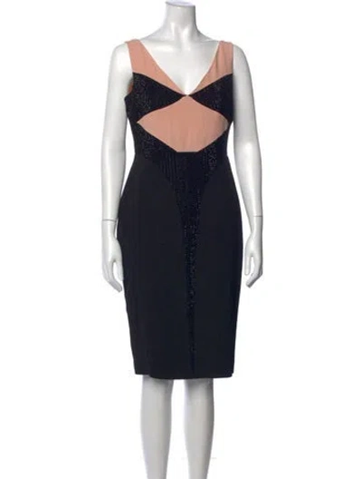 Pre-owned Alex Perry Colorblock Pattern Knee-length Dress In Black