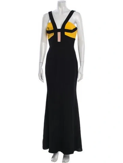 Pre-owned Alex Perry Colorblock Pattern Long Dress In Black