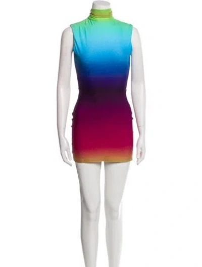 Pre-owned Alex Perry Colorblock Pattern Mini Dress In Blue