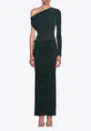 Alex Perry Asymmetric Draped Crepe Jersey Maxi Dress In Green