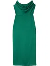 Alex Perry Corset-drape Satin Midi Dress In Green