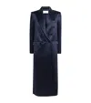 Alex Perry Double-breasted Cotton And Silk-blend Satin Coat In Navy