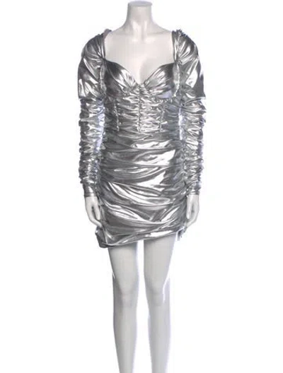 Pre-owned Alex Perry Cowl Neck Knee-length Dress W/ Tags In Silver