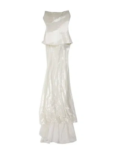 Pre-owned Alex Perry Cowl Neck Long Dress W/ Tags In White