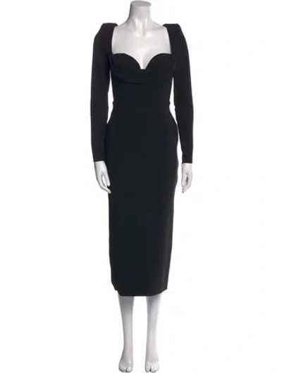 Pre-owned Alex Perry Cowl Neck Midi Length Dress In Black
