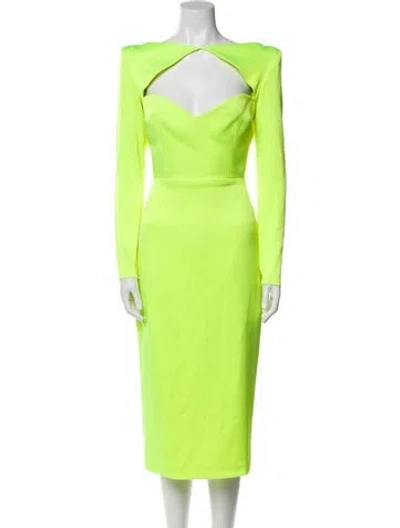 Pre-owned Alex Perry Cowl Neck Midi Length Dress In Green