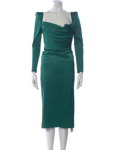 Pre-owned Alex Perry Cowl Neck Midi Length Dress In Green