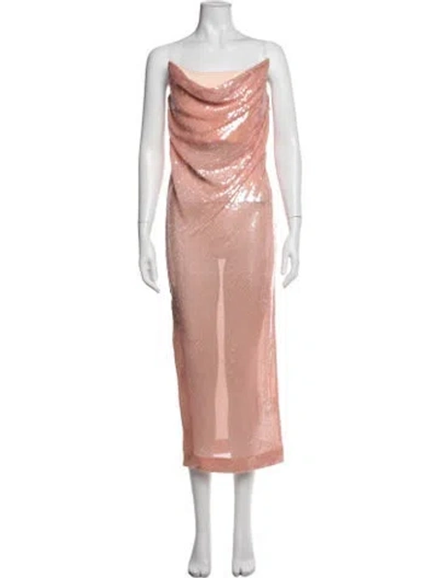 Pre-owned Alex Perry Cowl Neck Midi Length Dress In Pink