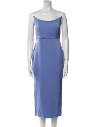 Pre-owned Alex Perry Cowl Neck Midi Length Dress W/ Tags In Blue