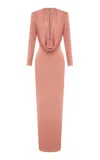Alex Perry Cowl-neck Satin Crepe Maxi Dress In Pink