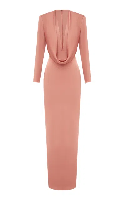 Alex Perry Cowl-neck Satin Crepe Maxi Dress In Pink