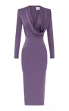 Alex Perry Cowl-neck Satin Crepe Midi Dress In Purple