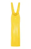 Alex Perry Cowl-neck Sequined Mesh Maxi Dress In Yellow