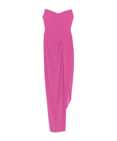 Alex Perry Crepe Corset Extra-long Dress In Pink