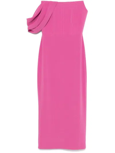 ALEX PERRY CREPE CORSET MIDI DRESS