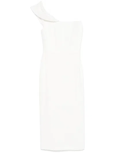 Alex Perry Crepe Corset Midi Dress In White