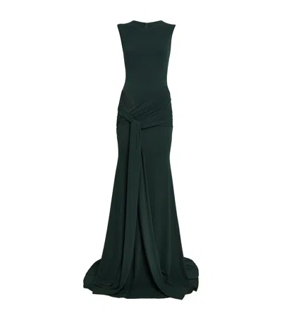 Alex Perry Crepe Jersey Cut-out Gown In Green