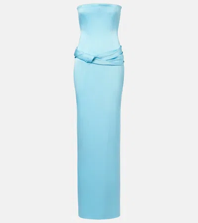 Alex Perry Crepe Satin Bustier Gown In Blue