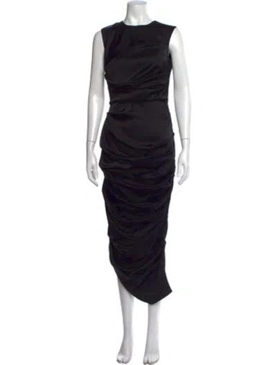 Pre-owned Alex Perry Crew Neck Midi Length Dress In Black