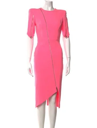 Pre-owned Alex Perry Crew Neck Midi Length Dress In Pink