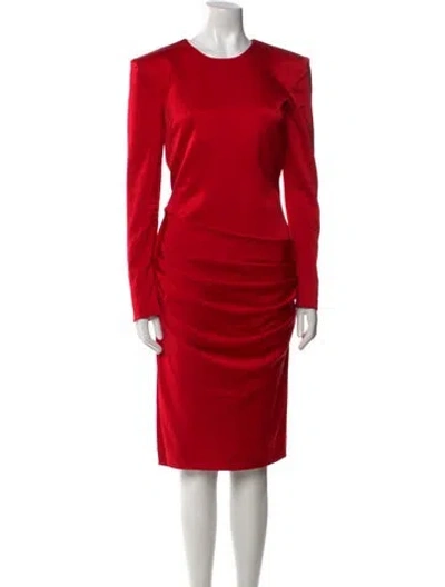 Pre-owned Alex Perry Crew Neck Midi Length Dress In Red