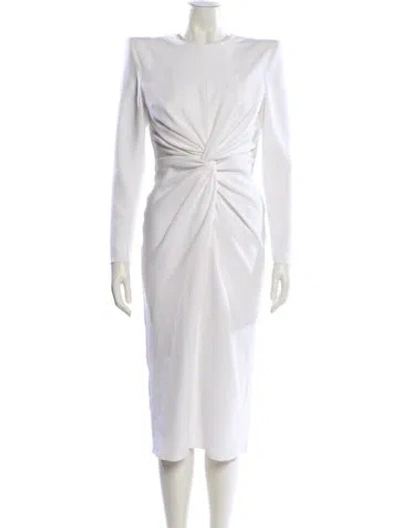 Pre-owned Alex Perry Crew Neck Midi Length Dress In White