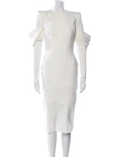 Pre-owned Alex Perry Crew Neck Midi Length Dress In White