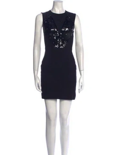 Pre-owned Alex Perry Crew Neck Mini Dress In Black