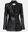 Alex Perry Croc-effect Leather Blazer In Black