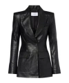 Alex Perry Croc-effect Leather Blazer In Black
