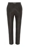 Alex Perry Cropped Leather Straight-leg Pants In Brown
