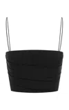 Alex Perry Cropped Power Mesh Corset Top In Black