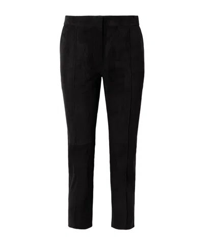 Alex Perry Cropped Slim-leg Suede Pants In Black