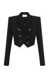 Alex Perry Cropped Tuxedo Wool-blend Blazer In Black