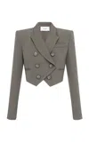 Alex Perry Cropped Tuxedo Wool-blend Blazer In Grey