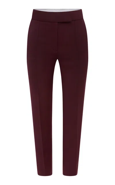Alex Perry Cropped Wool Suiting Straight-leg Pants In Burgundy