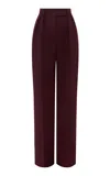Alex Perry Cropped Wool Suiting Straight-leg Pants In Burgundy