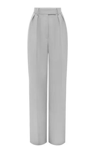 Alex Perry Cropped Wool Suiting Straight-leg Pants In Grey