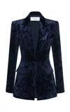 Alex Perry Crushed Velvet Blazer In Navy