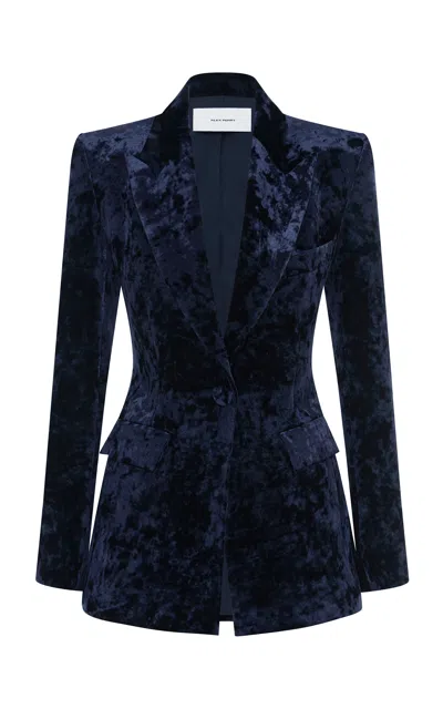Alex Perry Crushed Velvet Blazer In Navy