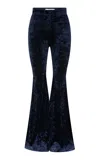 Alex Perry Crushed Velvet Flared Pants In Navy