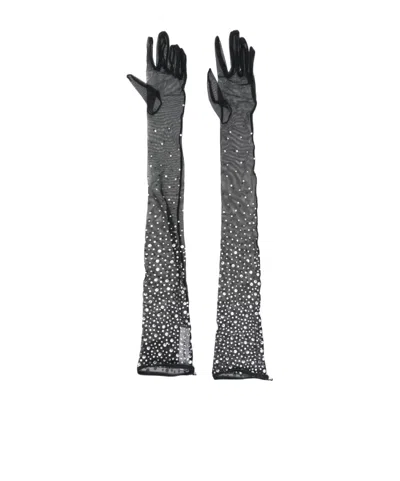 Alex Perry Crystal Embellished Gloves In Gray