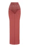 Alex Perry Crystal-embellished Mesh Maxi Skirt In Grey
