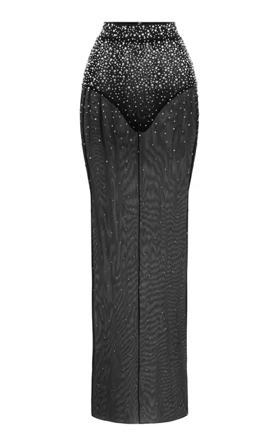 ALEX PERRY CRYSTAL-EMBELLISHED MESH MAXI SKIRT 