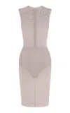 Alex Perry Crystal-embellished Mesh Midi Dress In Grey