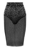 Alex Perry Crystal-embellished Mesh Midi Skirt In Black