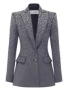 Alex Perry Single Breasted Fitted Blazer Crystal Suiting In Slate Grey In Gray
